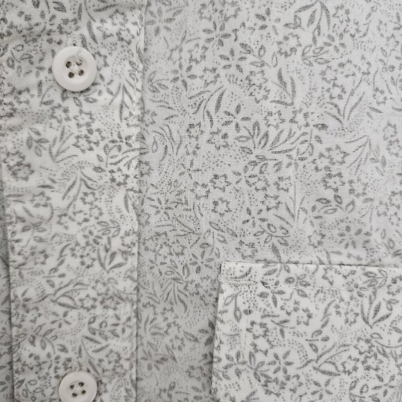 Structure Men's M White Gray Modern Fit Shirt Floral Print Short Sleeve - Picture 4 of 10